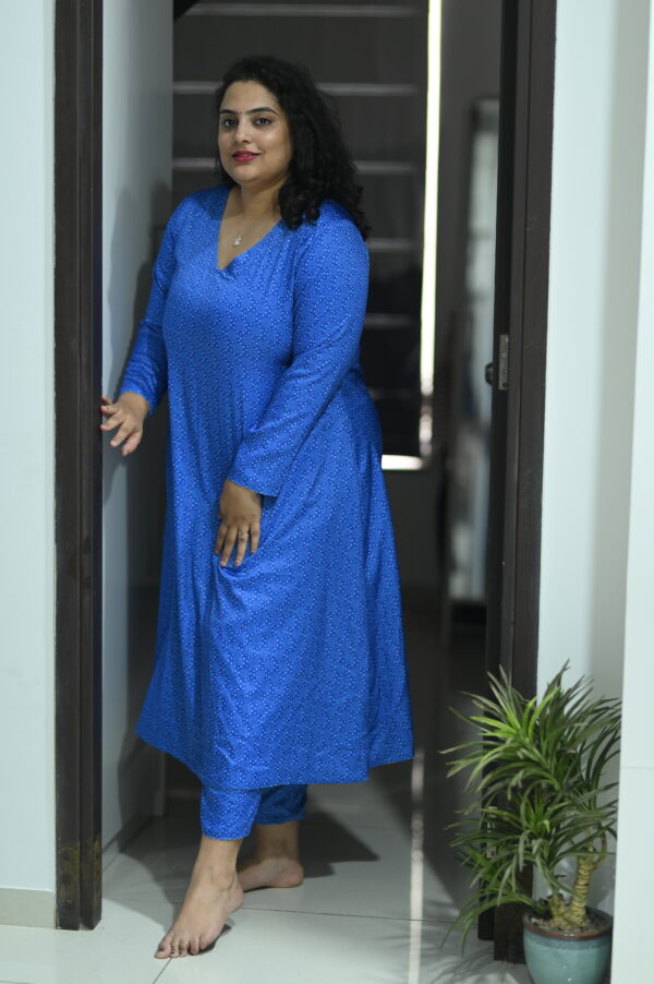 Sea Green & Blue Bandini printed Reversible Kurta set - Image 6