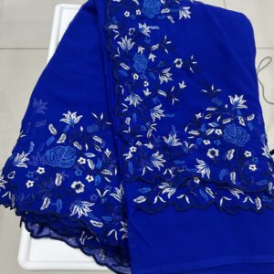 Blue Georgette Designer Saree With Border Cut Work (NS07)