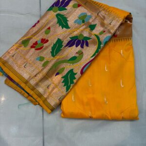 Big Border Paithani  Saree - Yellow