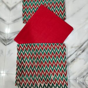 Cotton kalamkari 3 Piece Dress Material - Red & White