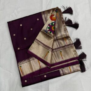 Paithani single Muniya Saree - Wine (Code: NS02)