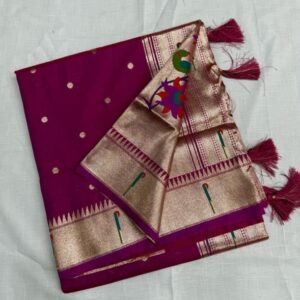 Paithani single Muniya Saree - Magenta (Code: NS02)