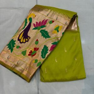 Big Border Paithani Saree - Pista Green