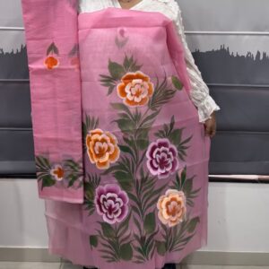 Kota Painted Dress Material 2 Piece Set - Baby Pink