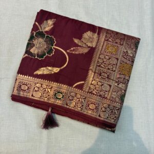 Rajasthani Soft Silk Zarkan Work Saree - Wine (NS01)