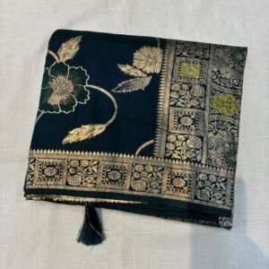 Rajasthani Soft Silk Zarkan Work Saree - Peacock Blue (NS01)