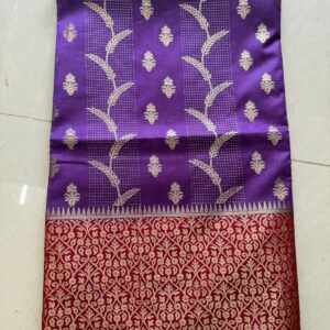 Banarasi Chiniya Silk Saree - Dark Lavender & Pink