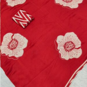 Modal Satin Silk Flower Printed Saree - Red (NS04)