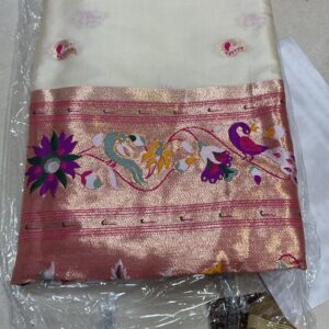 Paithani Soft Silk Off White Big Peacock Border Saree (NS03)