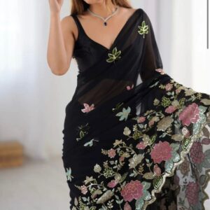 Georgette Party Wear Saree - Black