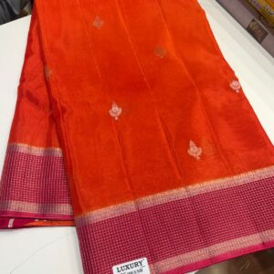 Orange & Magenta Mashru Chinon Saree (NS06)