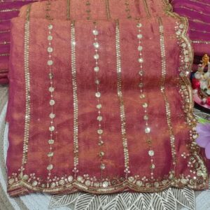 Dual Tone Pink Shade Space Silk Machine Work Saree