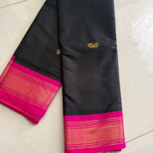 Semi Gadwal Budget Range Saree - Black & Pink