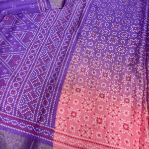 Georgette Silk Bandini Printed Dual Tone Saree - Baby Pink & Lavender